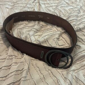 Fossil Women’s Dark Brown Leather Belt with Double-Ring Buckle